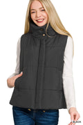 Zenana High Neck Zip-Up Vest Coat - Lilixa.store
