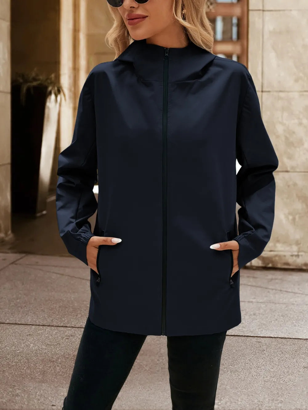 Ivy Lane Pocketed Zip Up Hooded Jacket, view 10