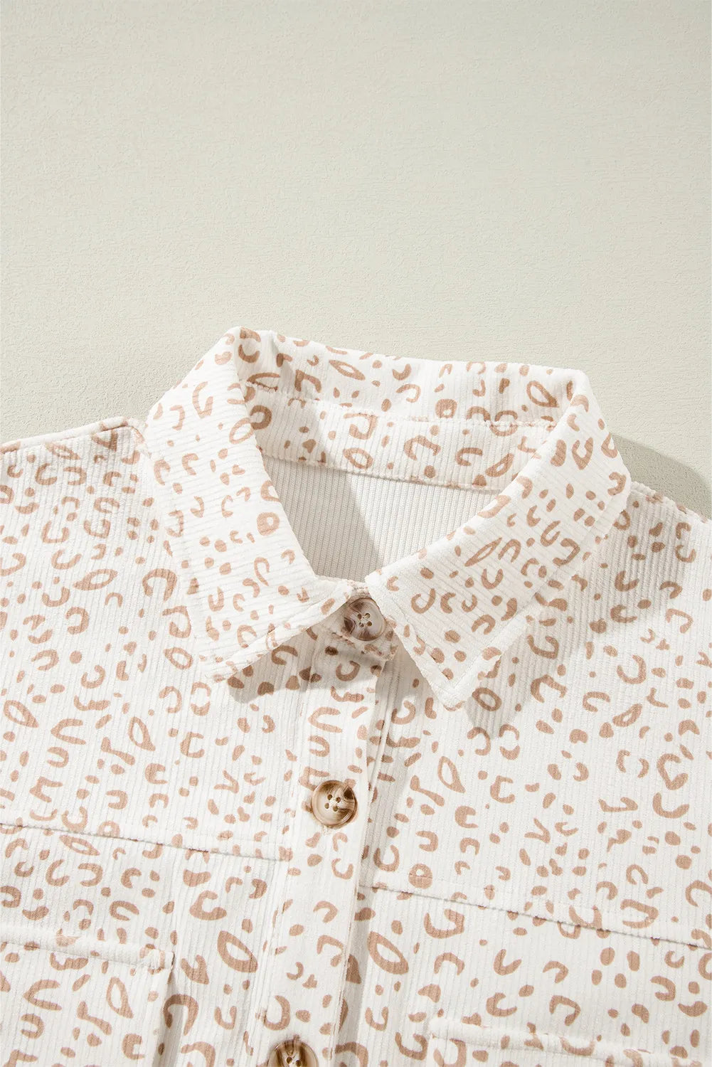 Leopard Collared Neck Dropped Shoulder Jacket, view 8
