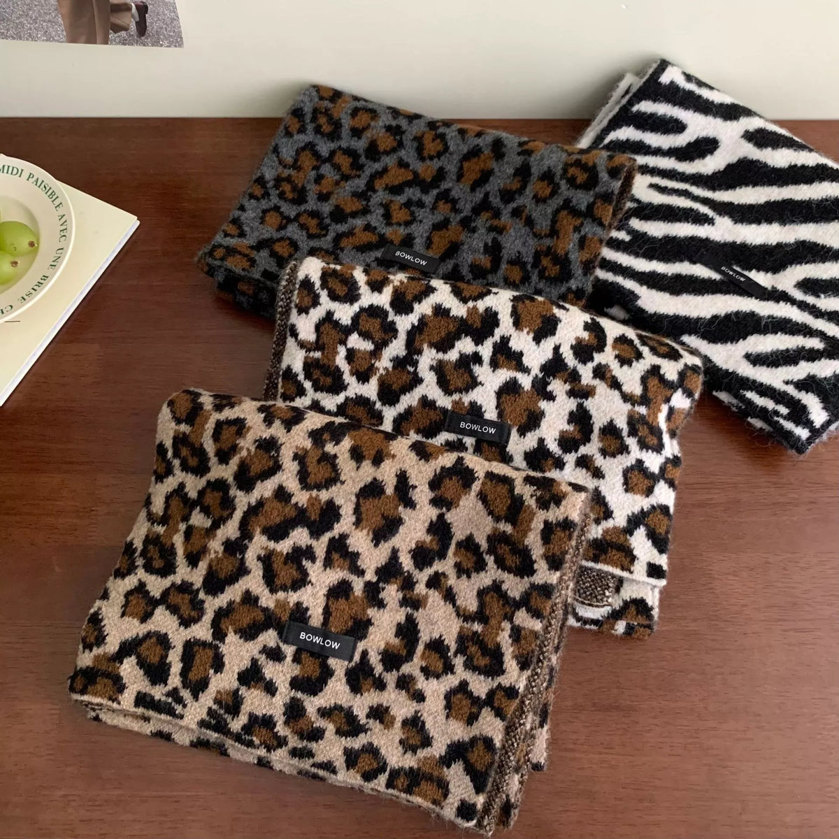 Animal Print Plush Winter Scarf - Lilixa.store