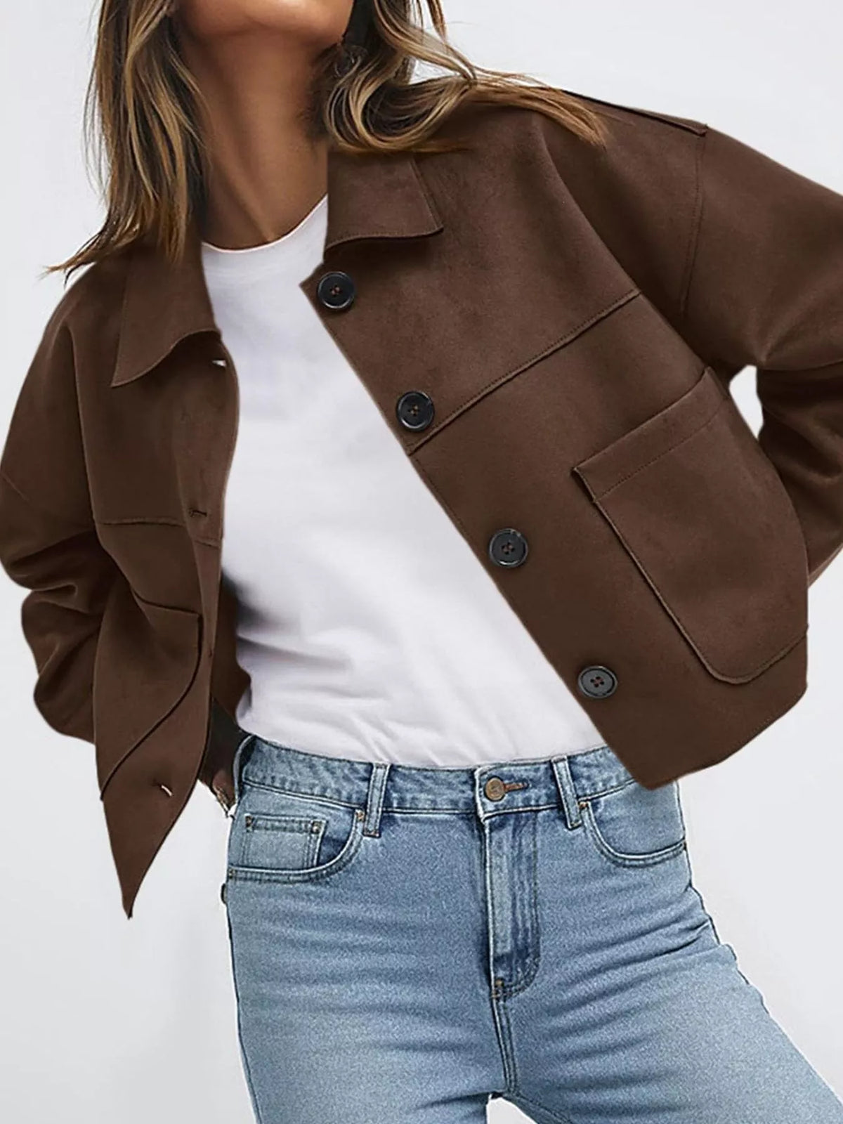 Button-Down Cropped Jacket