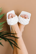 Weeboo Cakewalk Woven Square Toe Slides in White - Lilixa.store
