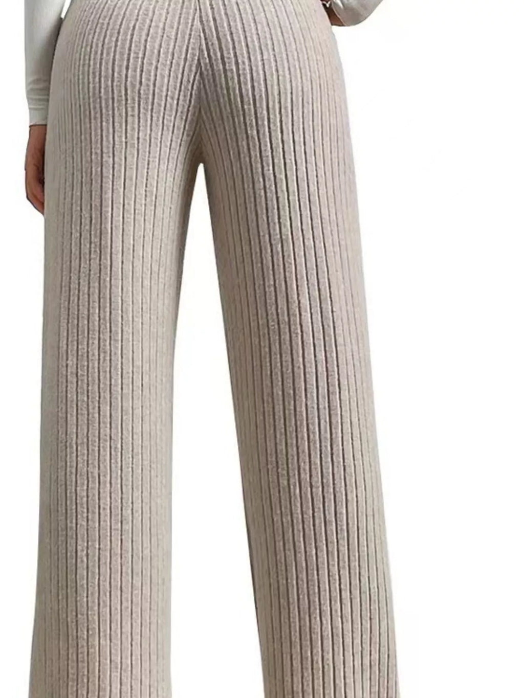 Ribbed Knit Wide-Leg Sweater Pants - Lilixa.store