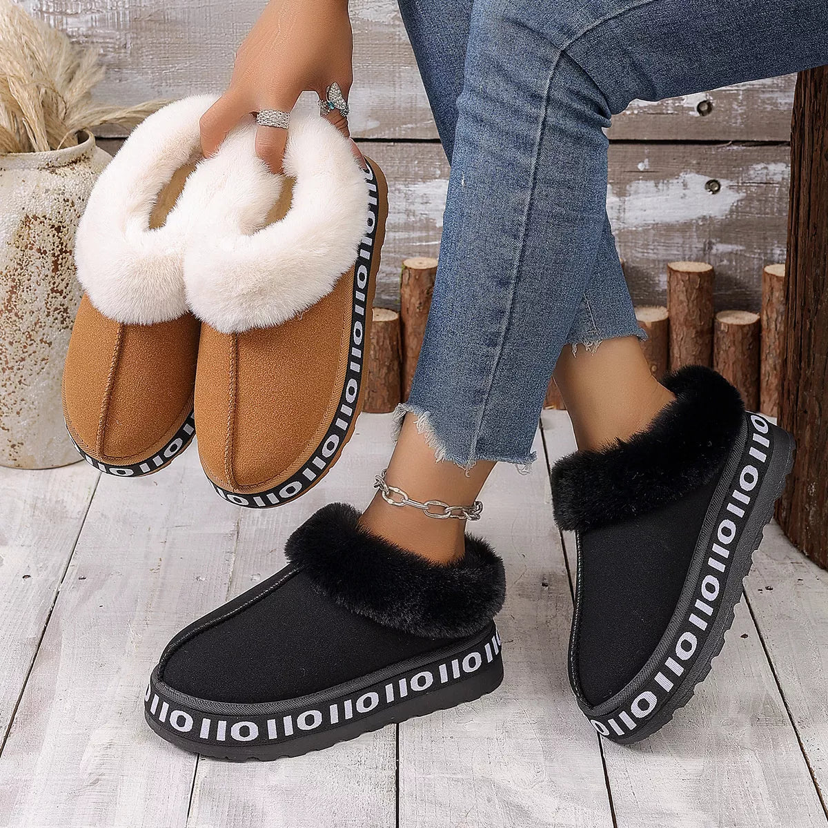 Round Toe Plush Lined Ankle Boots - Lilixa.store