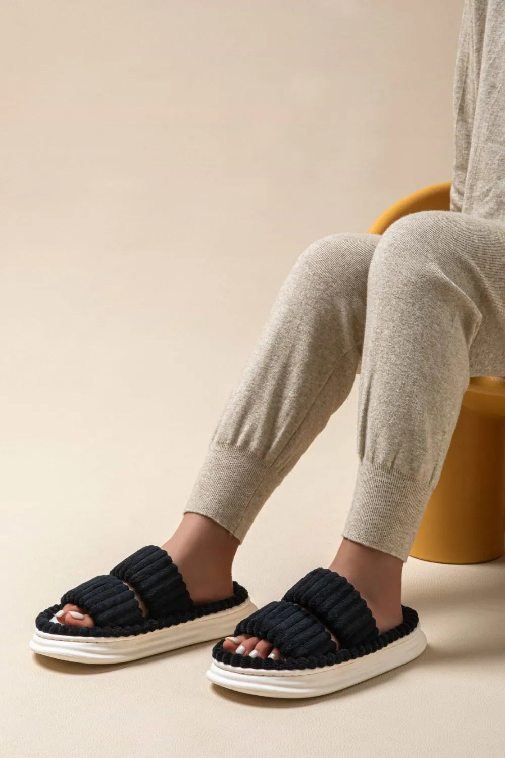 Open Toe Fluff Platform Slippers - Lilixa.store