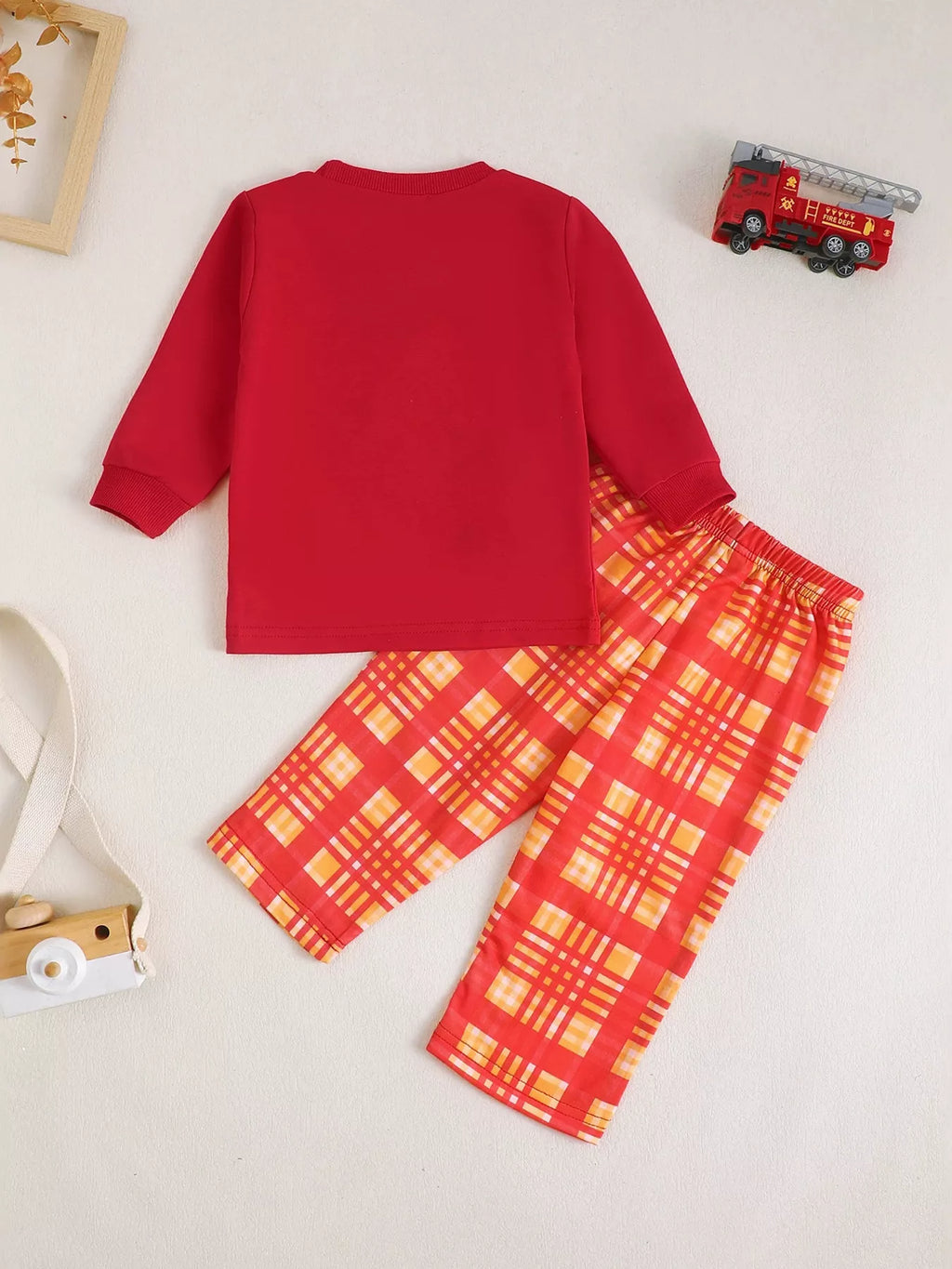 Children's Fire Truck Embroidered Top and Pants Set - Lilixa.store