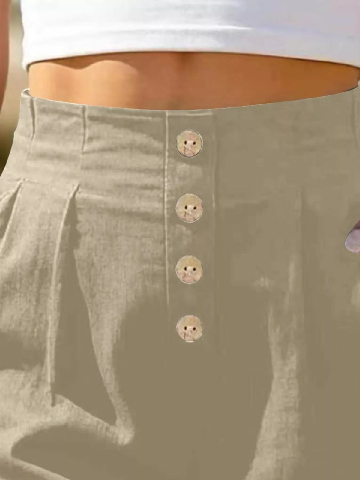 Button Fly High Waist Shorts, view 17