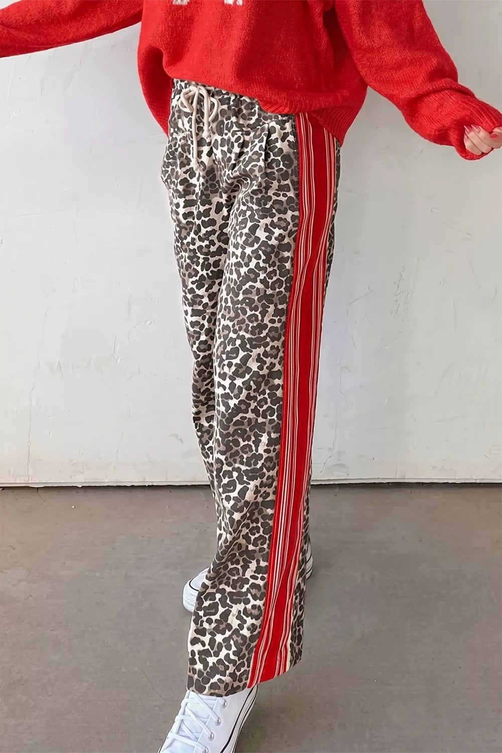 Leopard Patchwork Elastic Waist Jeans - Lilixa.store