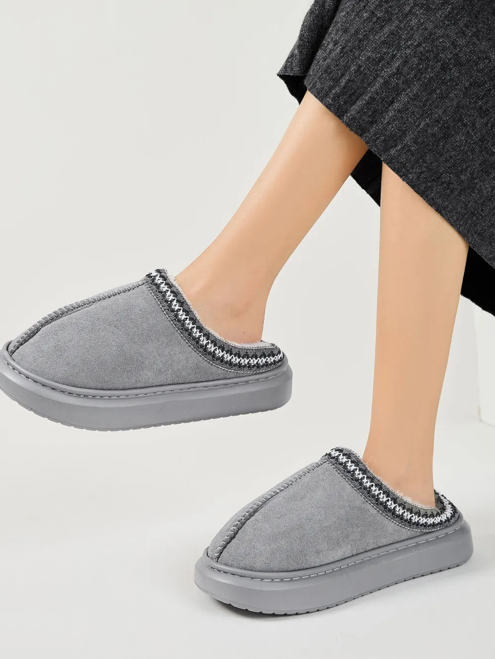 Faux Fur Suede Platform Slippers - Lilixa.store