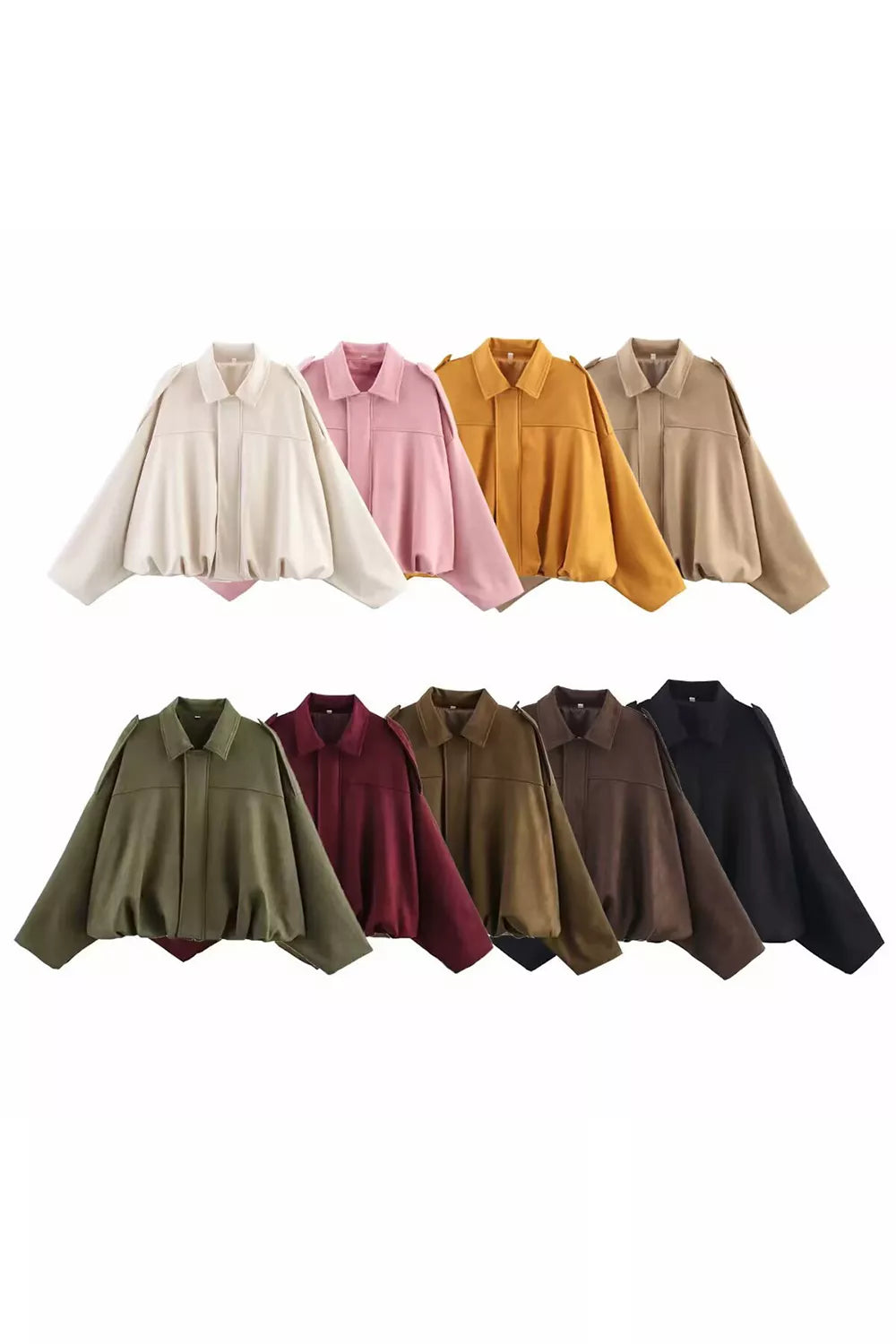 Collared Neck Dropped Shoulder Jacket - Lilixa.store