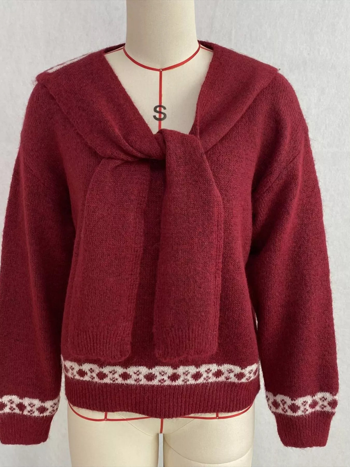 Scarf Detail Dropped Shoulder Sweater, view 28
