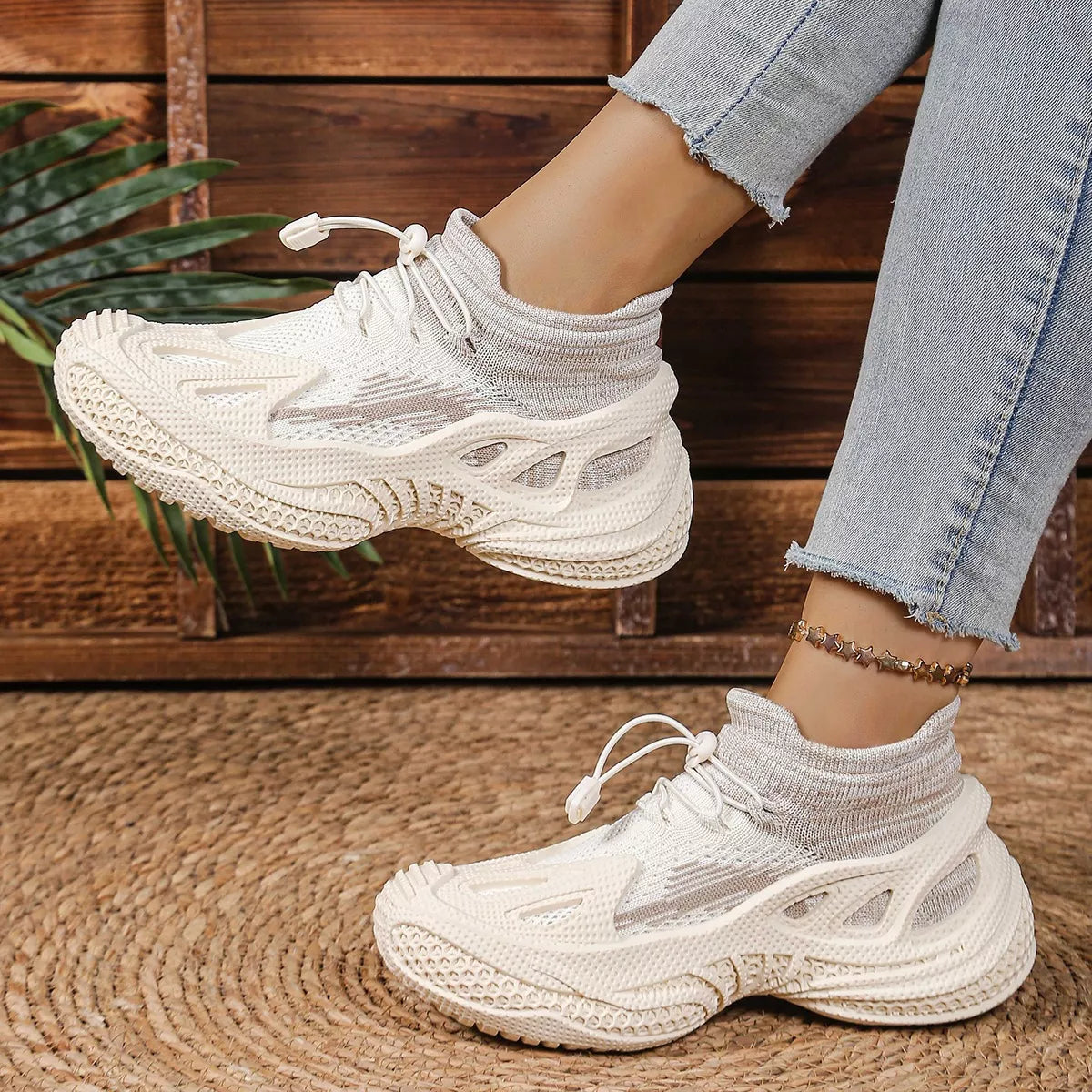 Lace Up Round Toe Sneakers - Lilixa.store