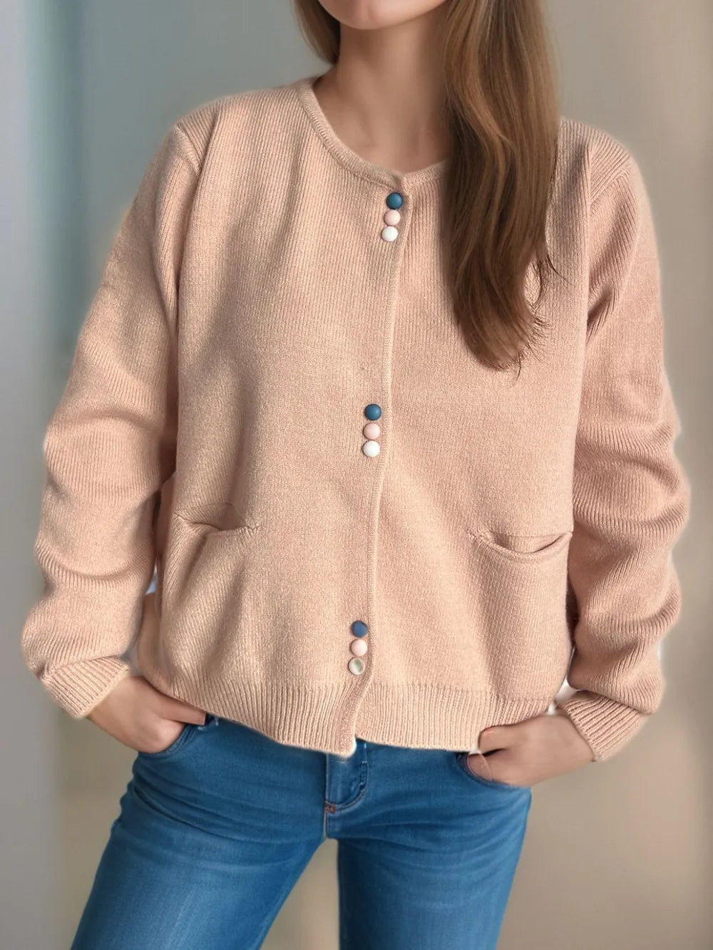 Button Down Long Sleeve Cardigan with Pockets - Lilixa.store