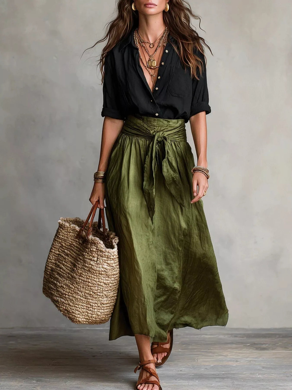 Full Size Button-Down Shirt and Skirt Set Plus Size - Lilixa.store