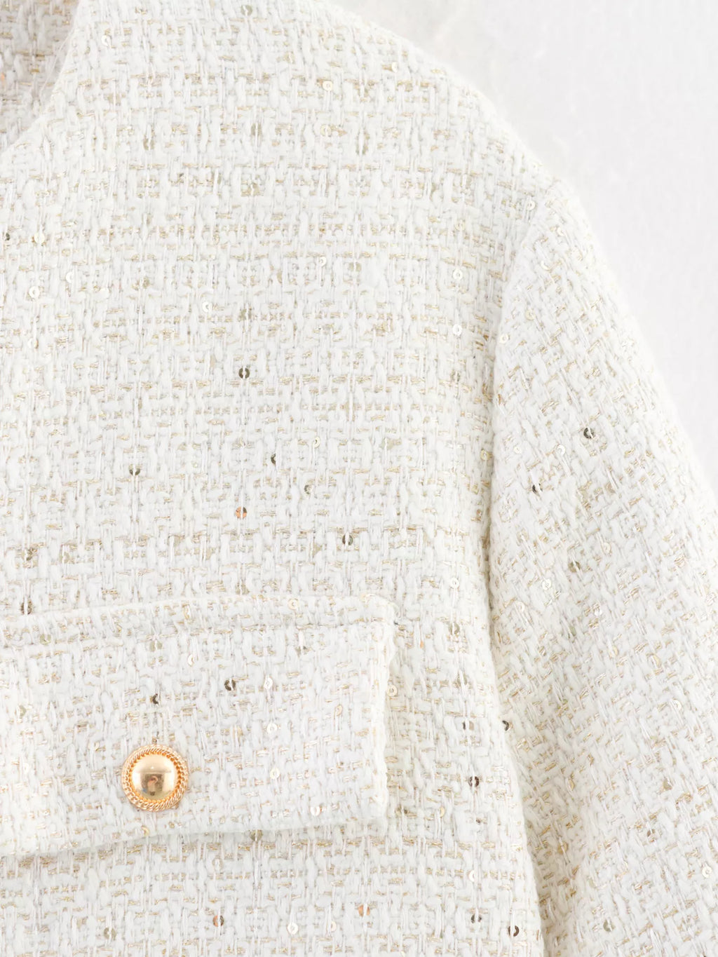 Tweed Button Up Cropped Outerwear - Lilixa.store