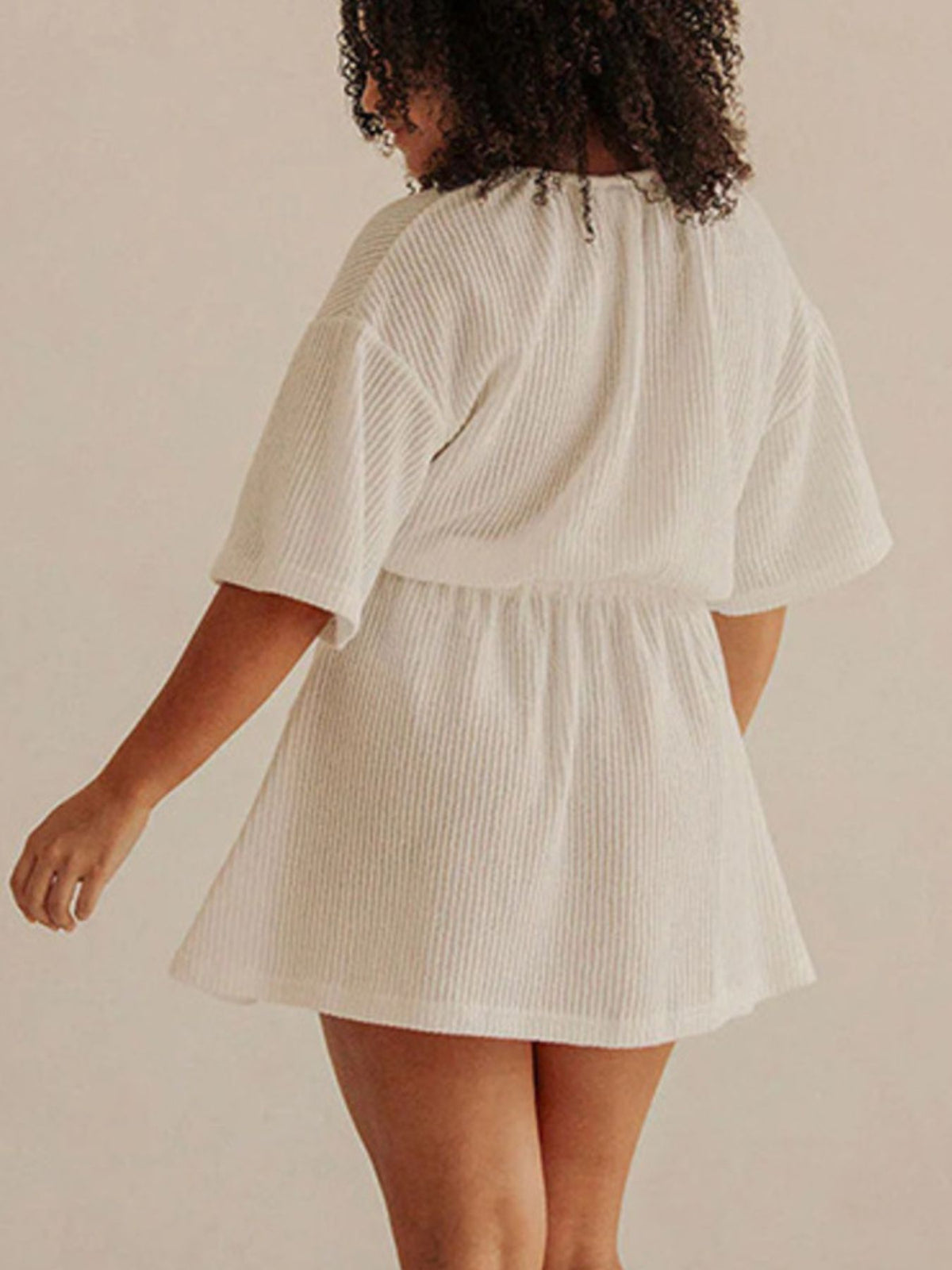Relaxed Fit Half Sleeve Cover-Up Dress - Lilixa.store