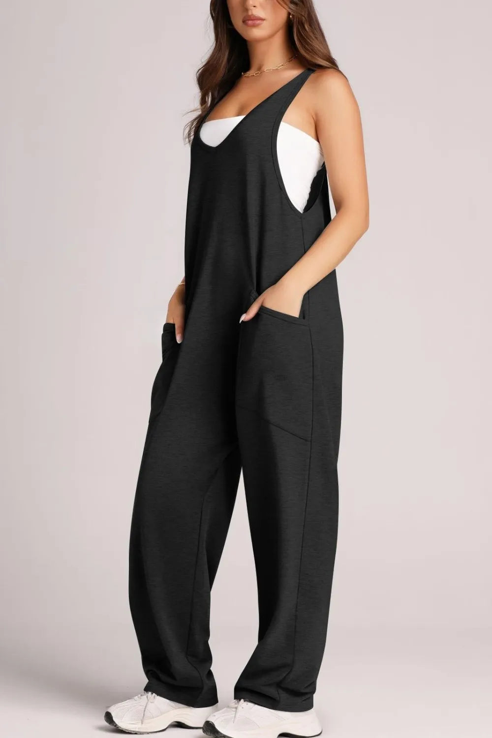 Lovelet Wide Strap Jumpsuit with Pockets - Lilixa.store