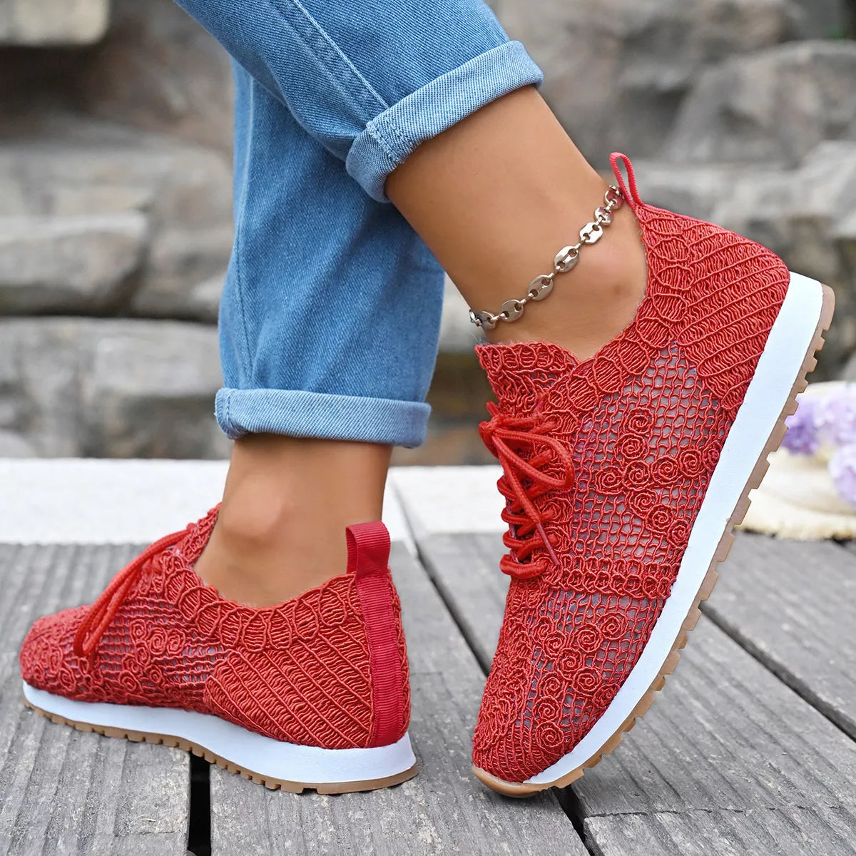 Round Toe Lace Up Sneakers - Lilixa.store