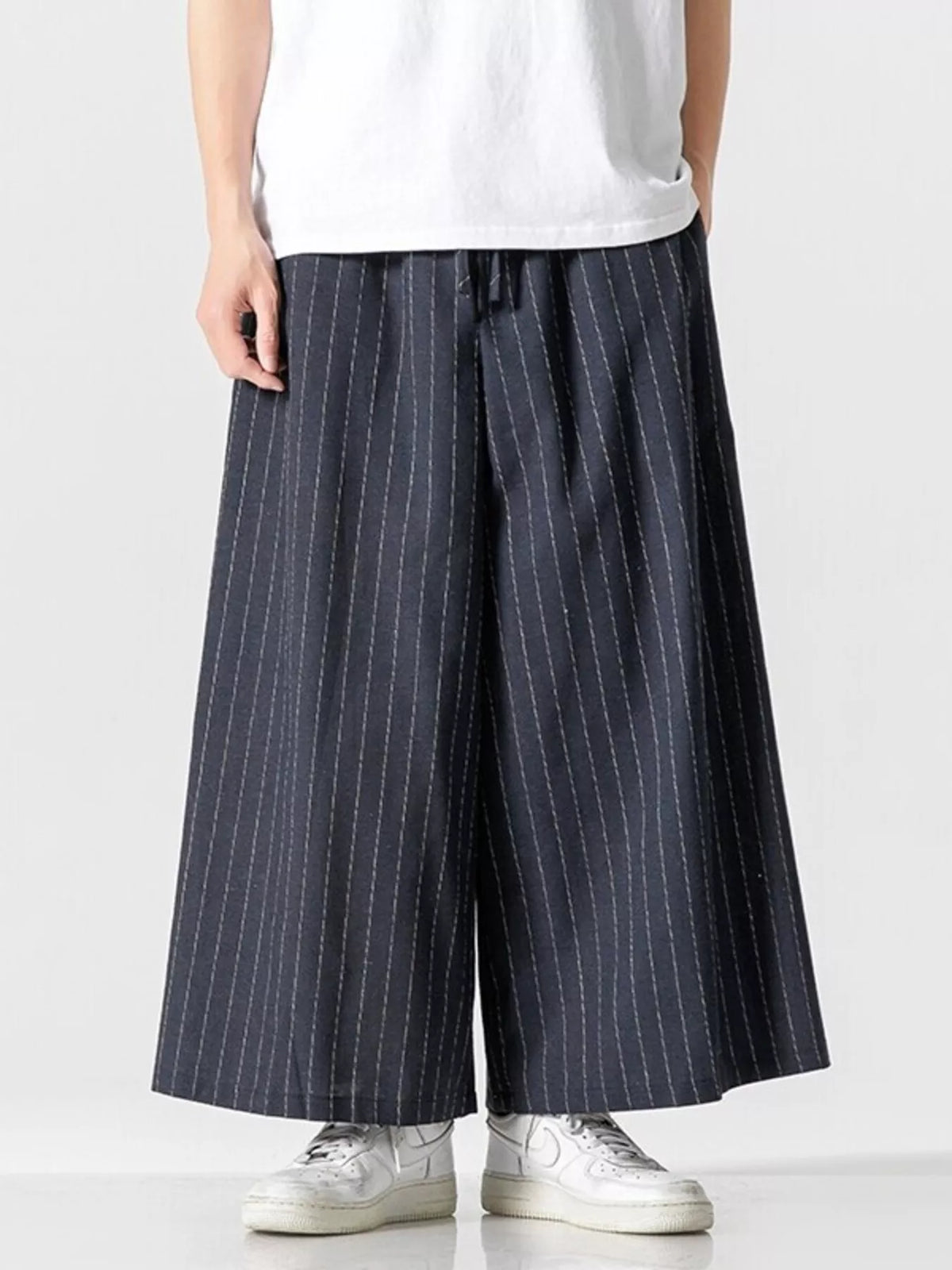 Men's Plus Size Wide Leg Casual Pants in Navy