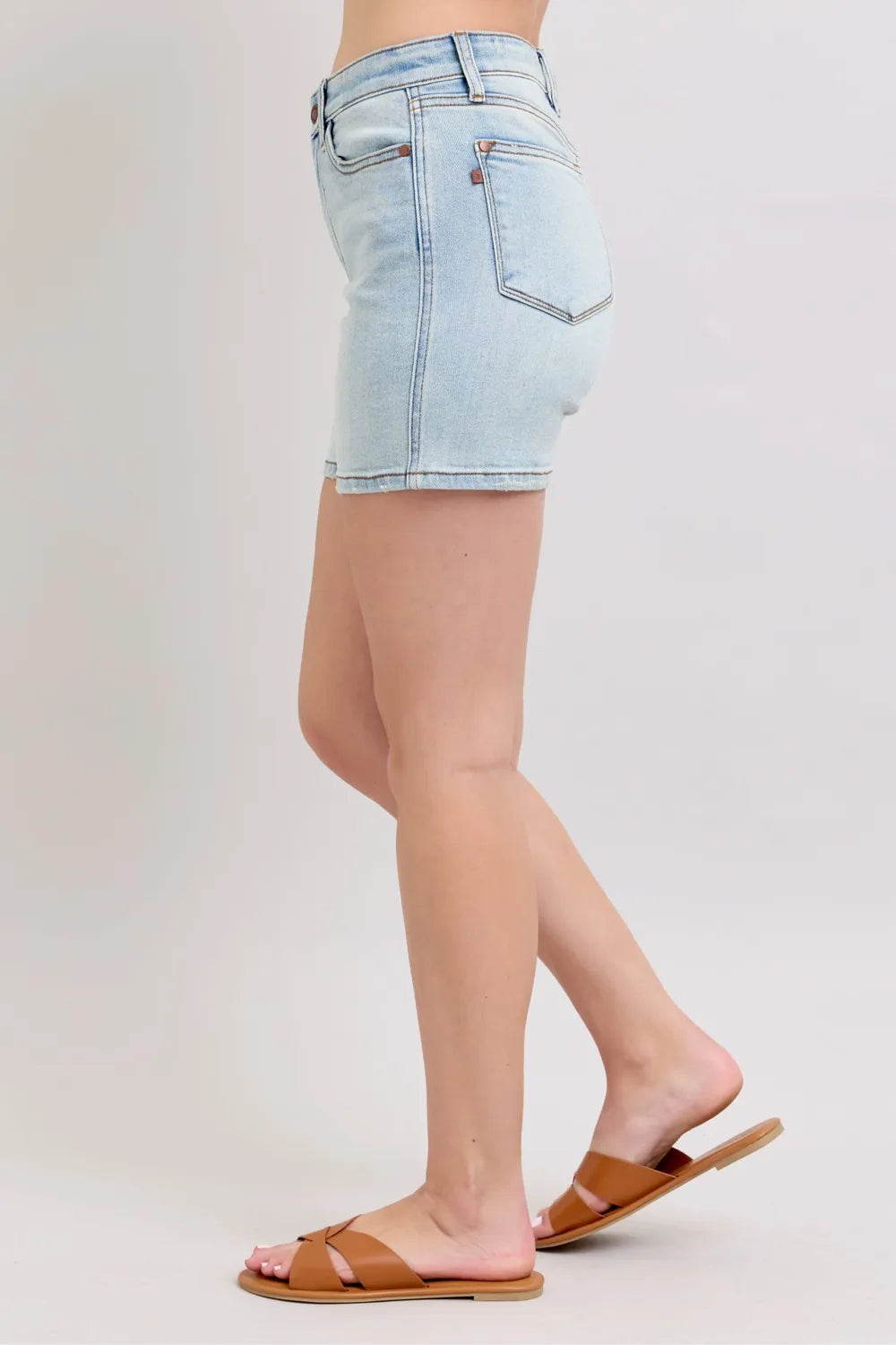 Judy Blue Full Size 2 Button Denim Shorts with Pockets Plus Size - Lilixa.store