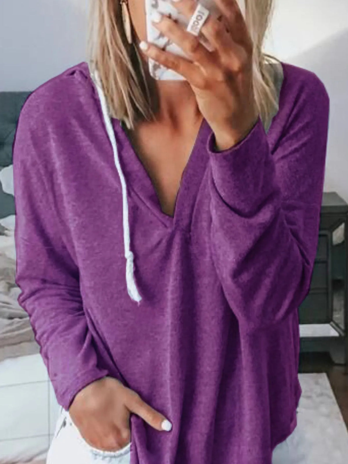 Full Size Drawstring Long Sleeve Hoodie Plus Size - Lilixa.store