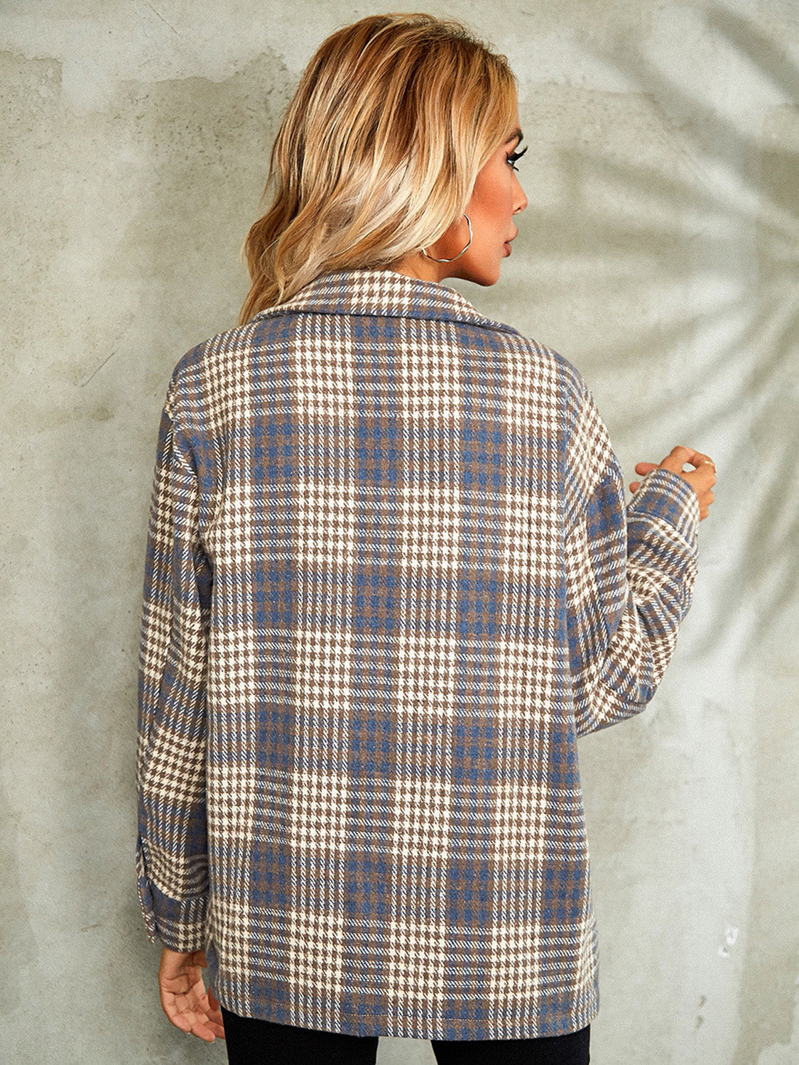 Plaid Button Down Collared Jacket, view 8