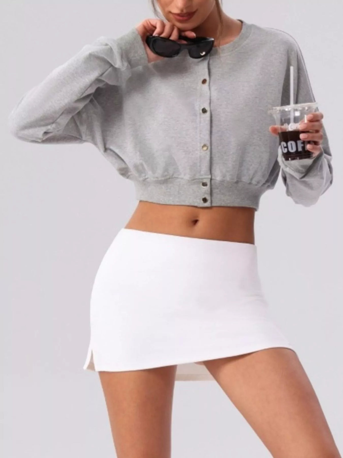 Cropped Button-Down Active Cardigan - Lilixa.store