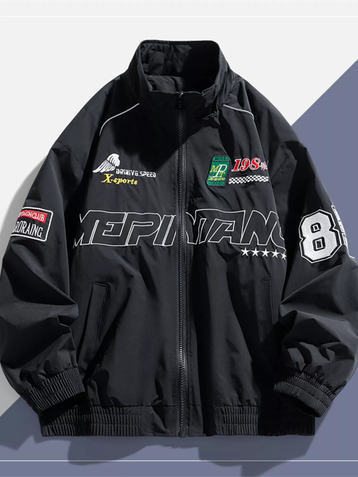Men's Plus Size Racing-Inspired Zip Up Jacket - Lilixa.store