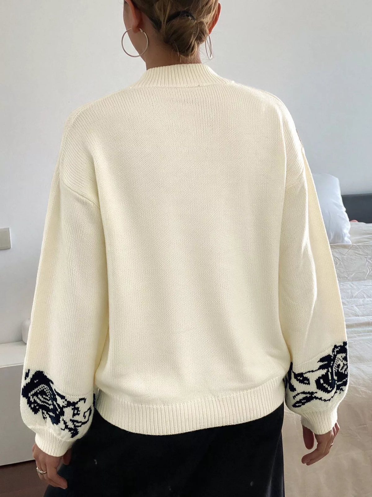 Floral Dropped Shoulder Sweater in Apricot, view 7