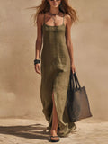 Slit Front Spaghetti Strap Maxi Dress - Lilixa.store