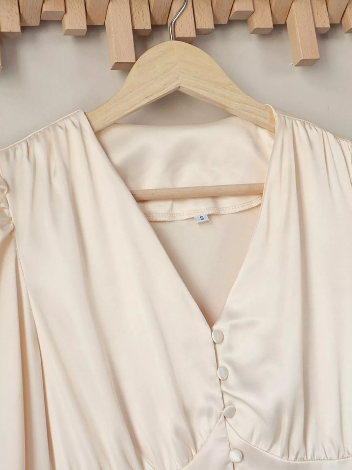 V-Neck Lantern Sleeve Midi Dress, view 9