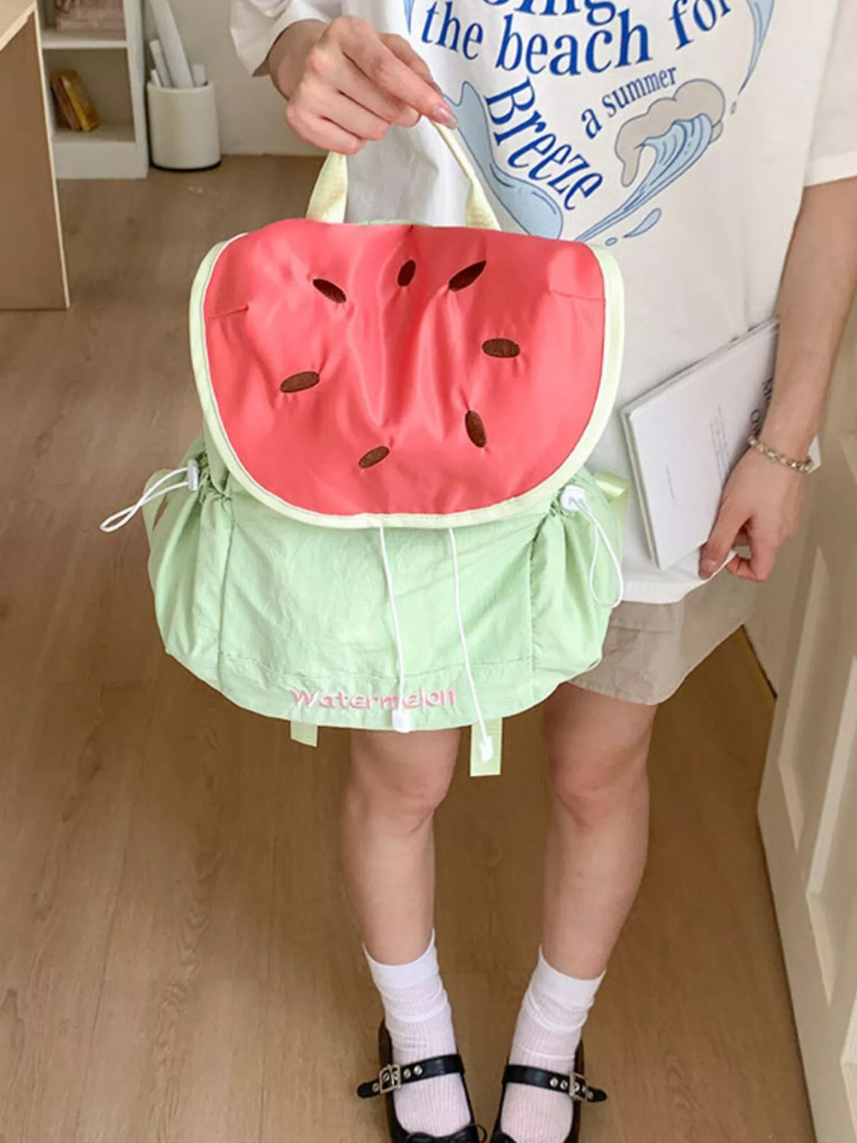 Watermelon Slice Drawstring Backpack Bag - Lilixa.store