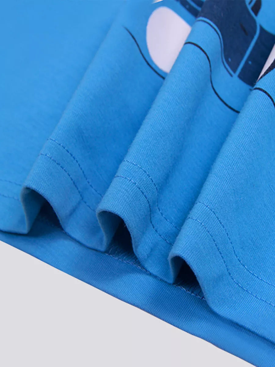 Children's Graphic Round Neck T-Shirt in Sky Blue, view 5