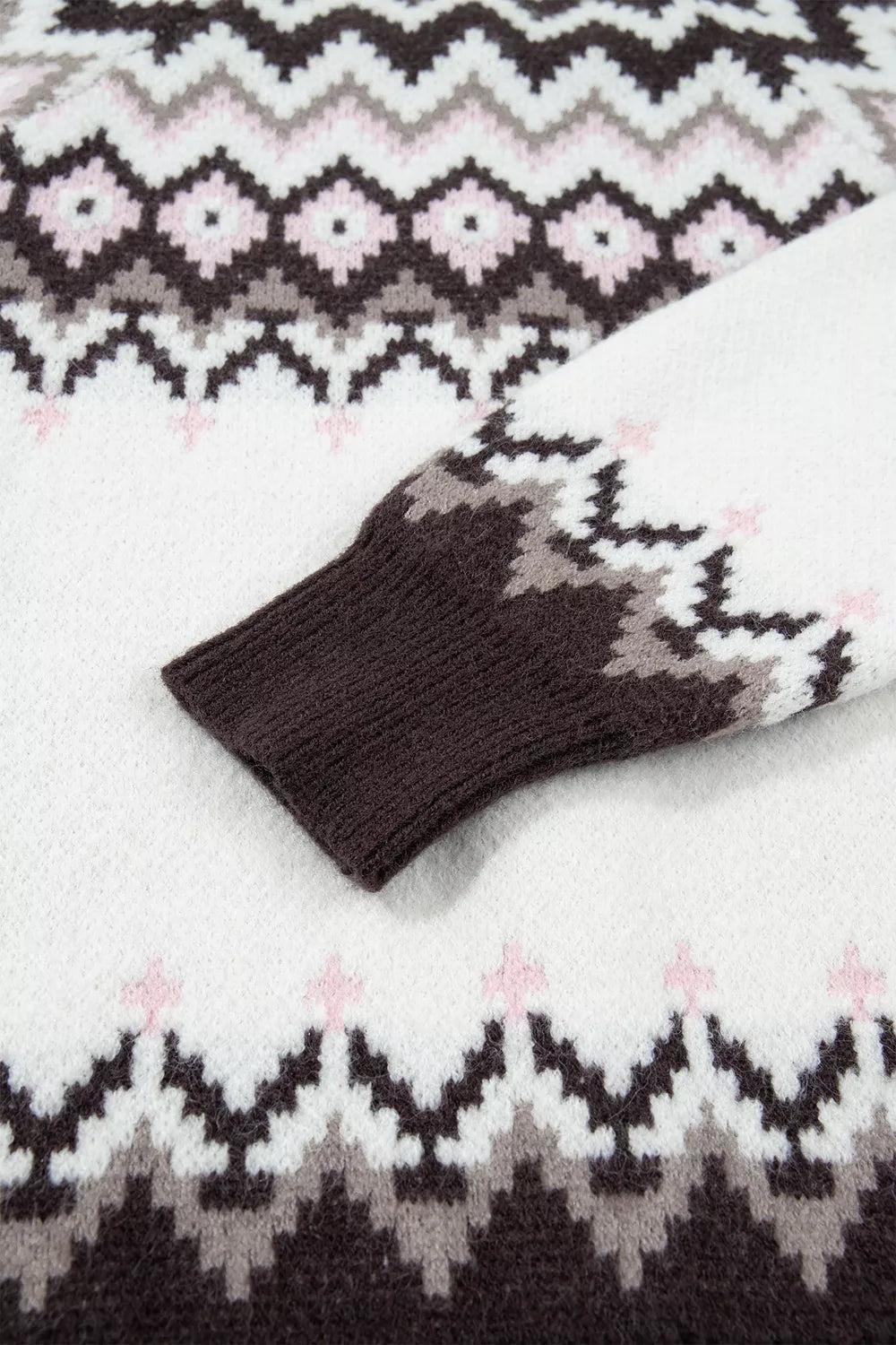 Geometric Pattern Brushed Knit Button Cardigan - Lilixa.store