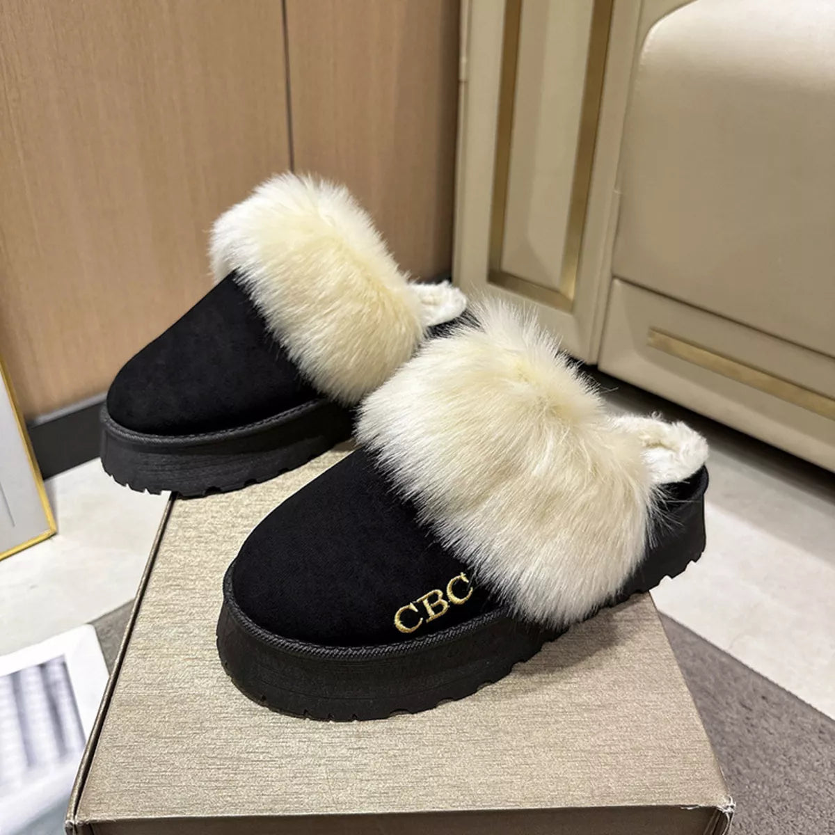 Furry Platform Slippers - Lilixa.store