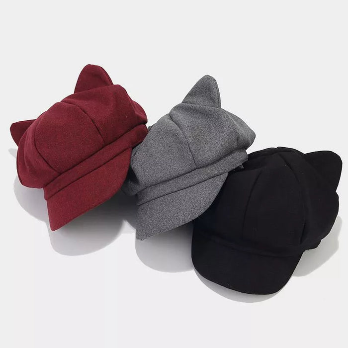 Cat Ear Newsboy Hat - Lilixa.store