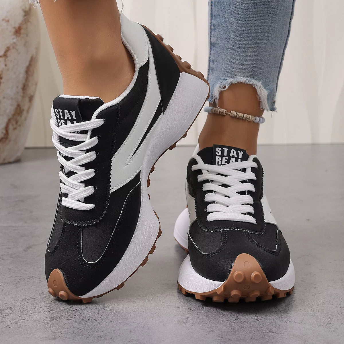 Color‑Blocked Platform Casual Sneakers - Lilixa.store