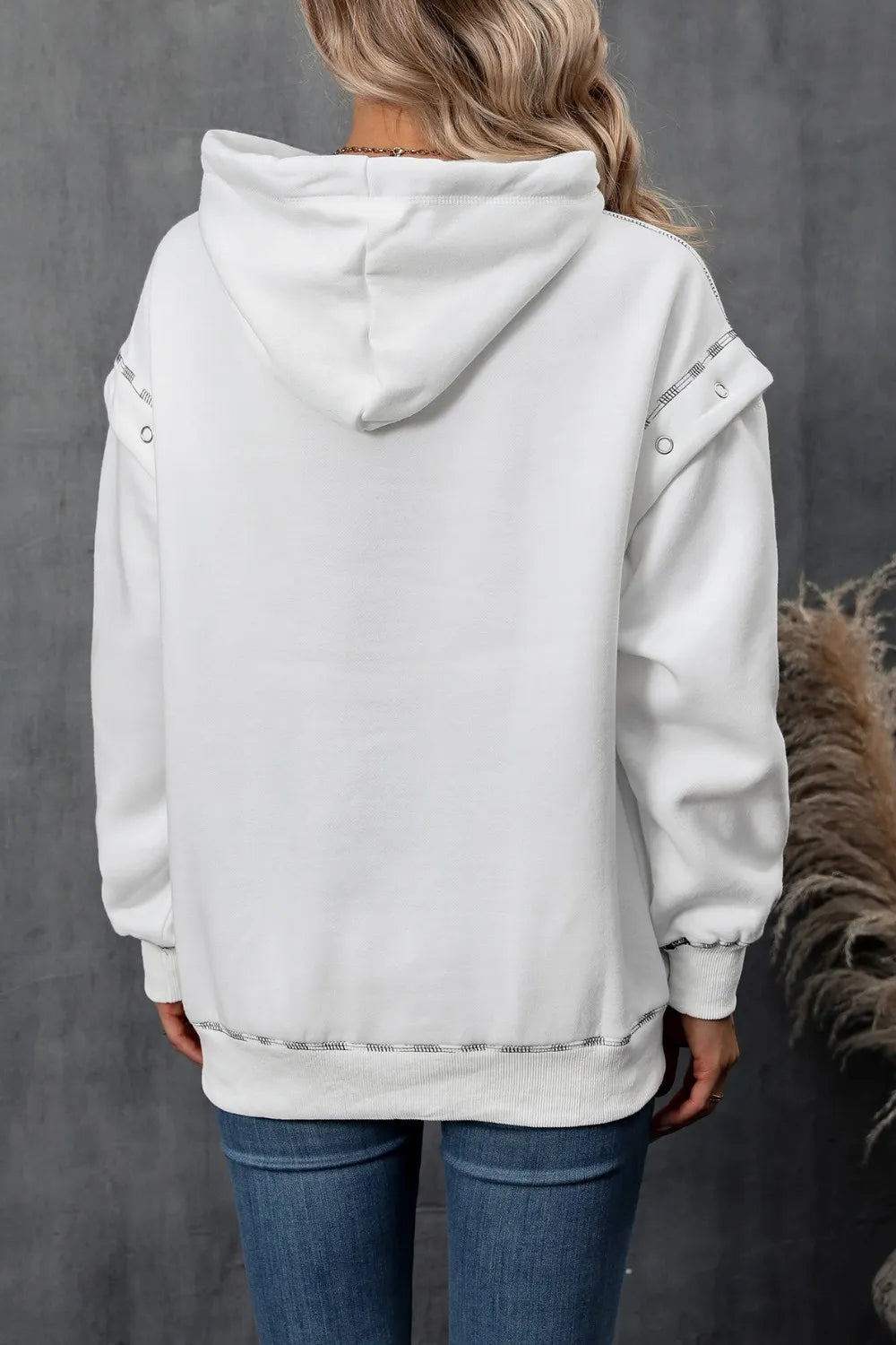 Drawstring Kangaroo Pocket Dropped Shoulder Hoodie - Lilixa.store