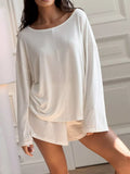 Oversized Long Sleeve Top and Shorts Lounge Set - Lilixa.store