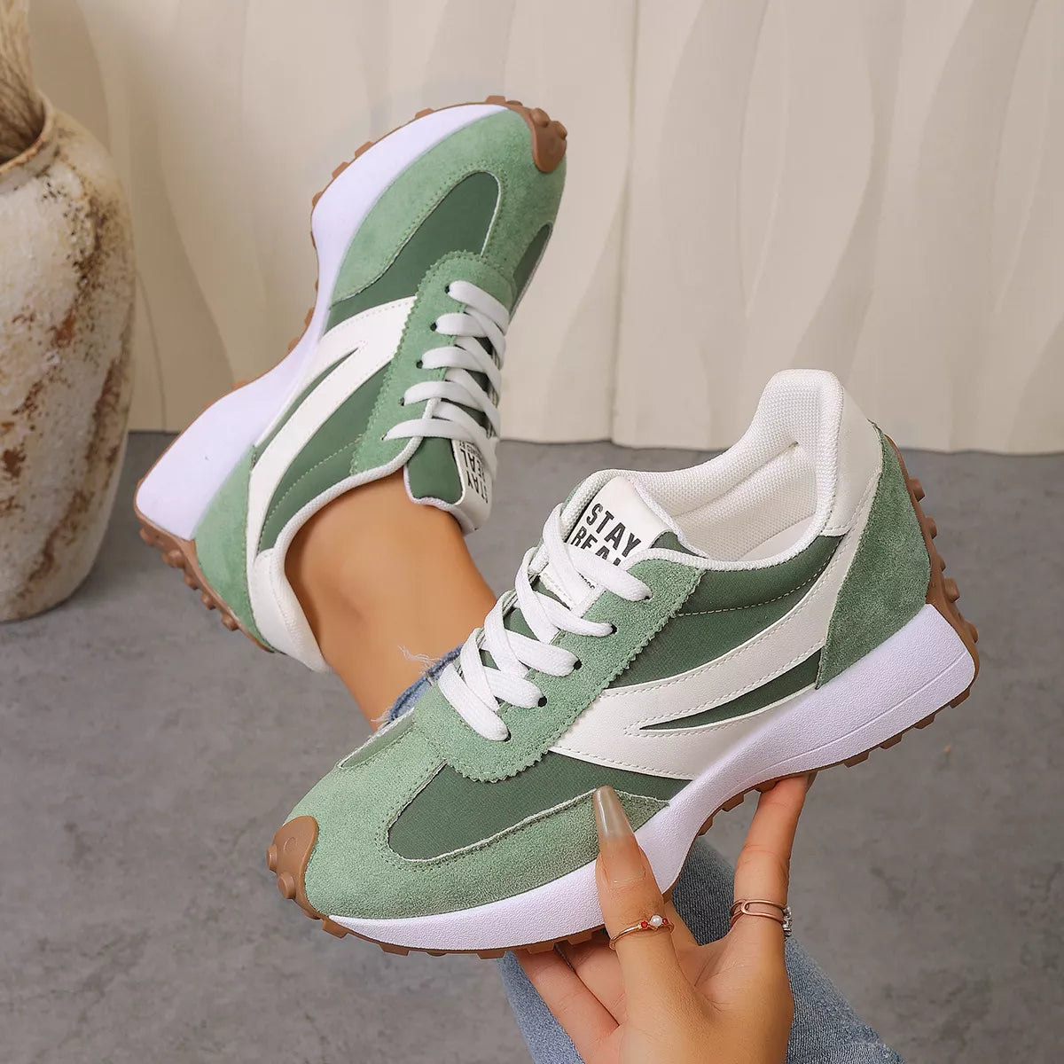 Color‑Blocked Platform Casual Sneakers - Lilixa.store