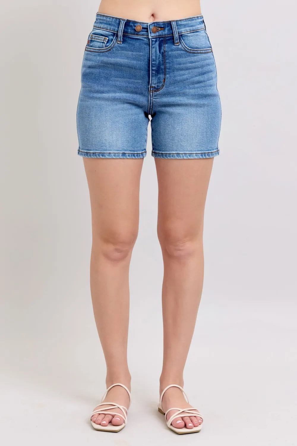 Judy Blue Full Size 2 Button Denim Shorts with Pockets Plus Size - Lilixa.store