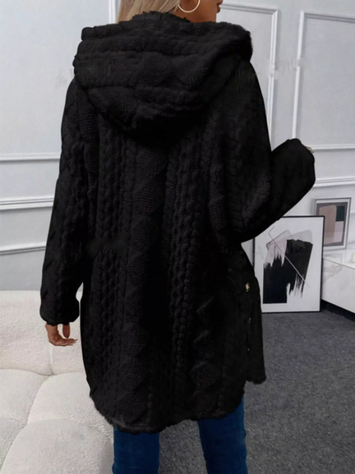 Hooded Button-Down Fleece Outerwear - Lilixa.store