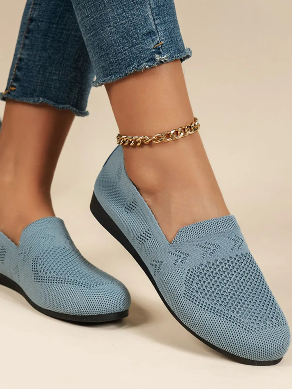 Mesh Round Toe Flat Slip-Ons, view 2