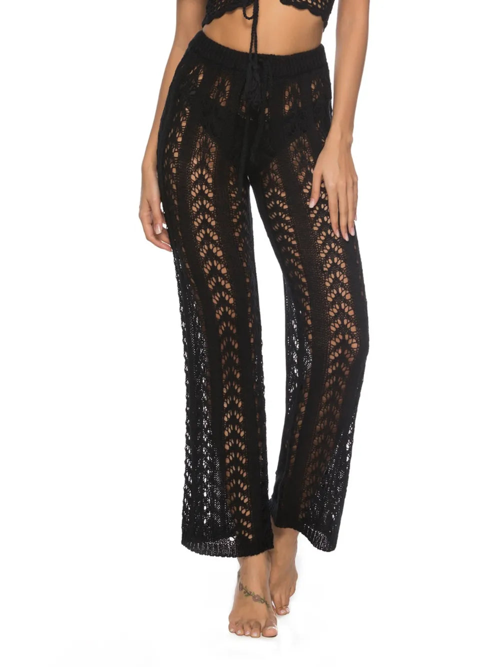 Cutout Drawstring High Waist Swim Pants - Lilixa.store