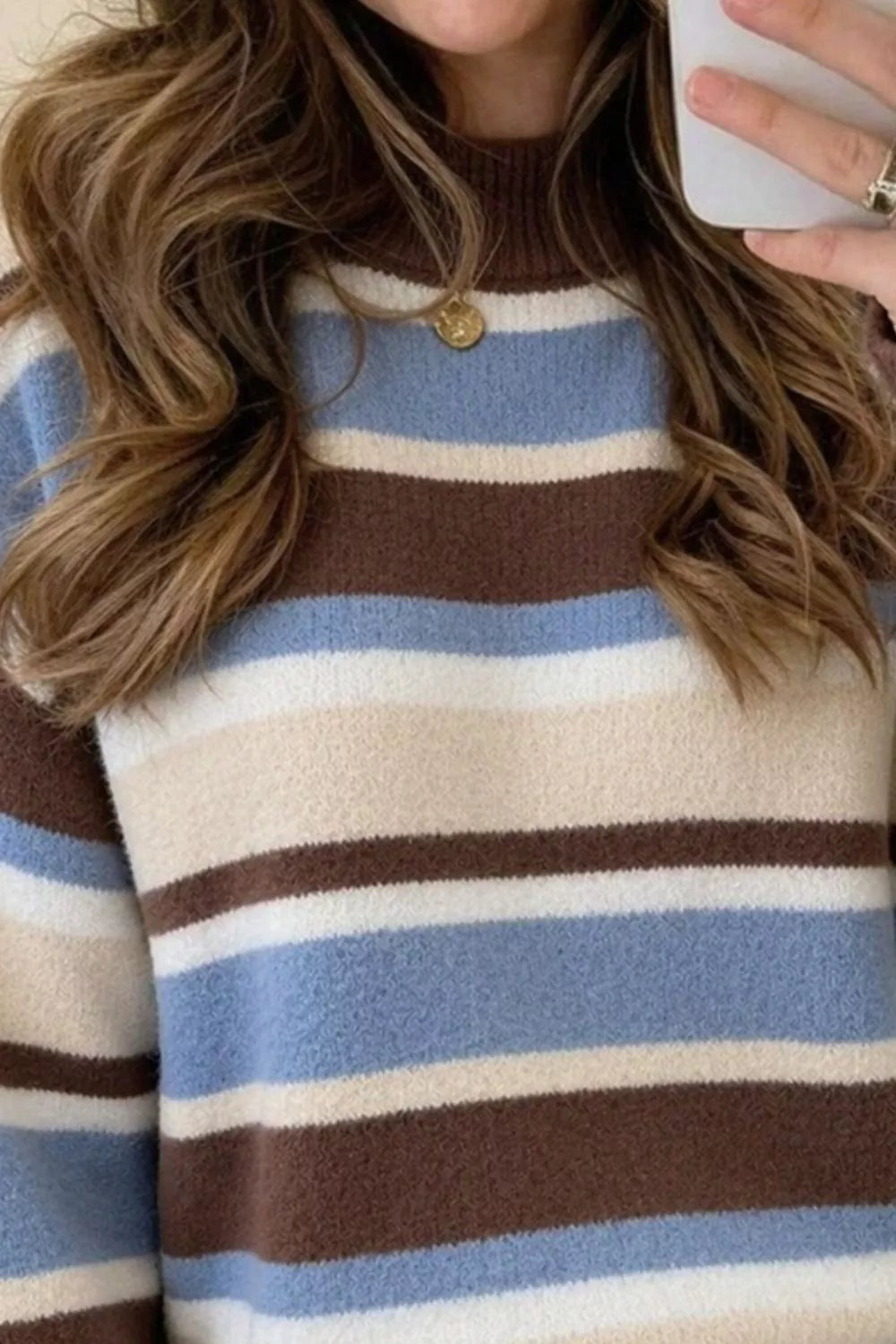 Striped Dropped Shoulder Sweater - Lilixa.store