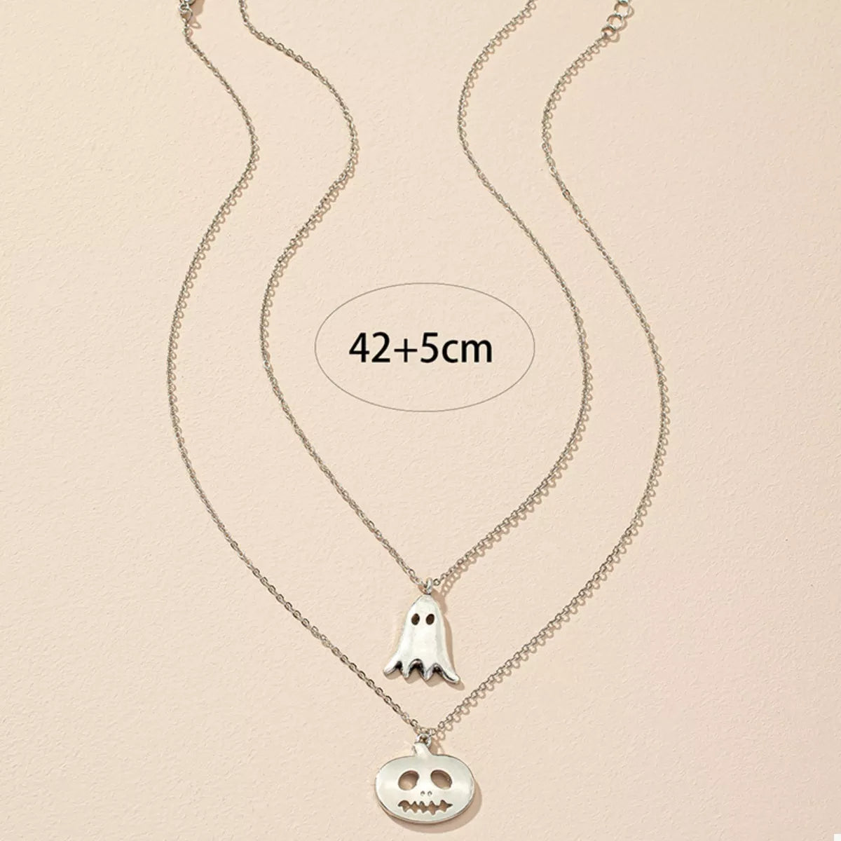 2 Piece Halloween Ghost & Pumpkin Pendant Necklace - Lilixa.store