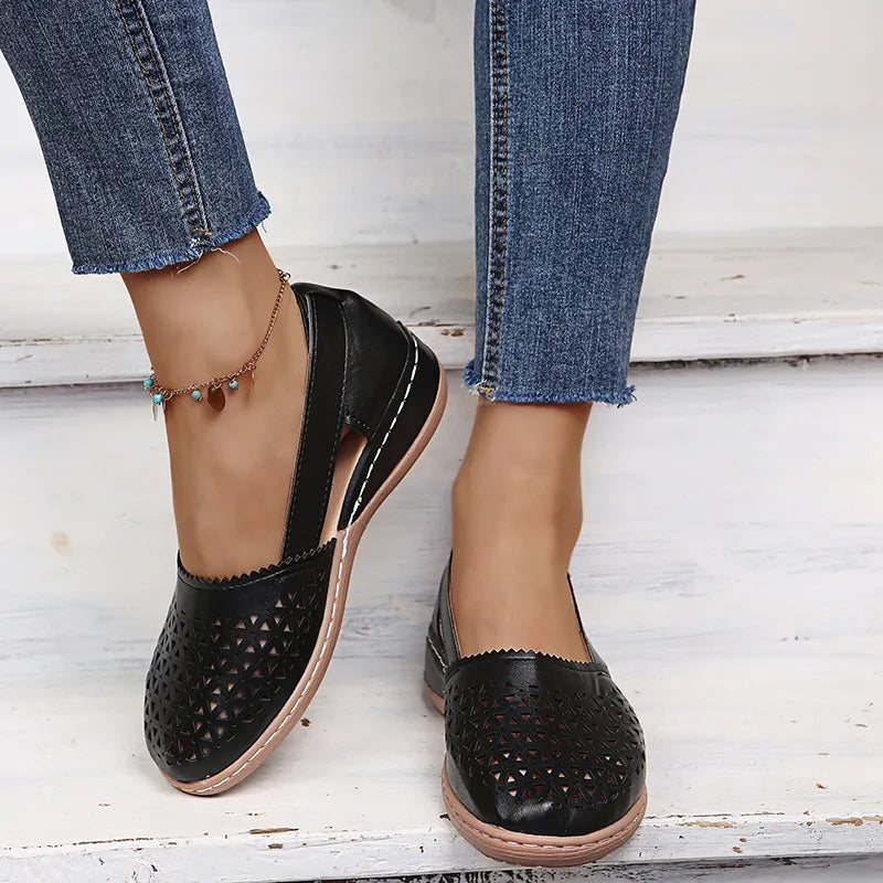 Cutout Round Toe Slip-Ons, view 13