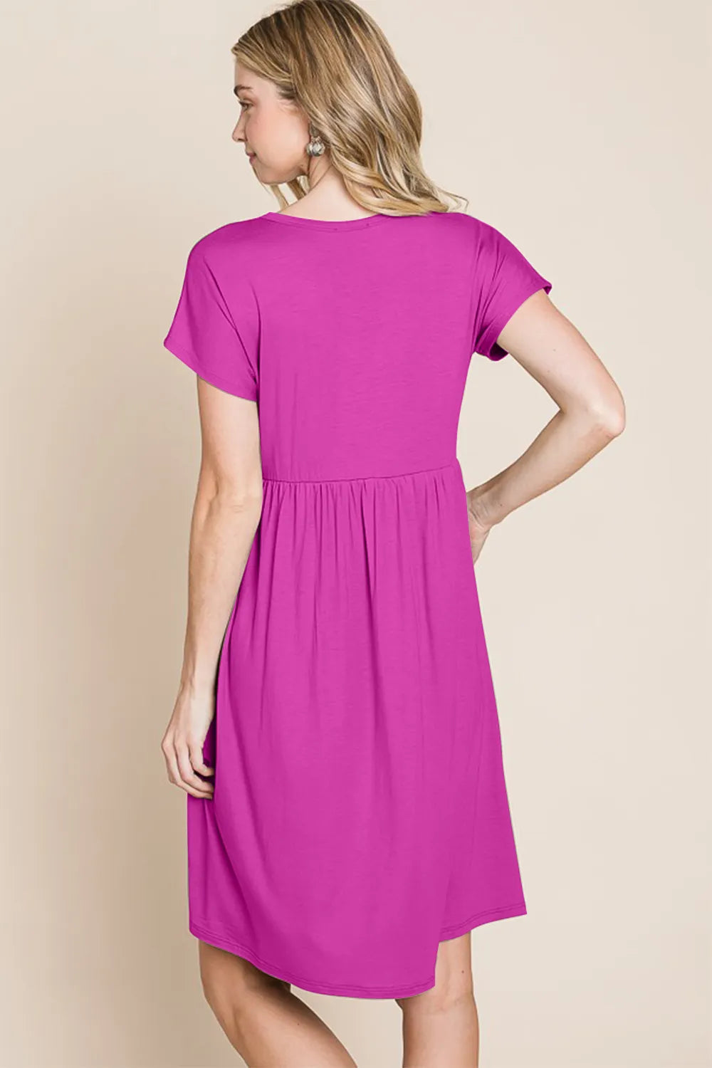 BOMBOM V-Neck Short Sleeve Dress - Lilixa.store