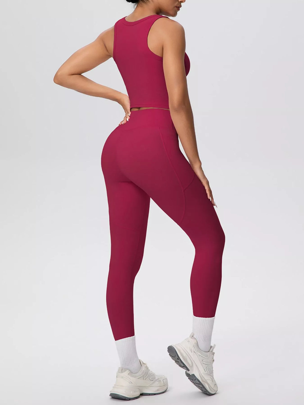 Scoop Neck Tank and High-Waisted Leggings Active Set, view 27