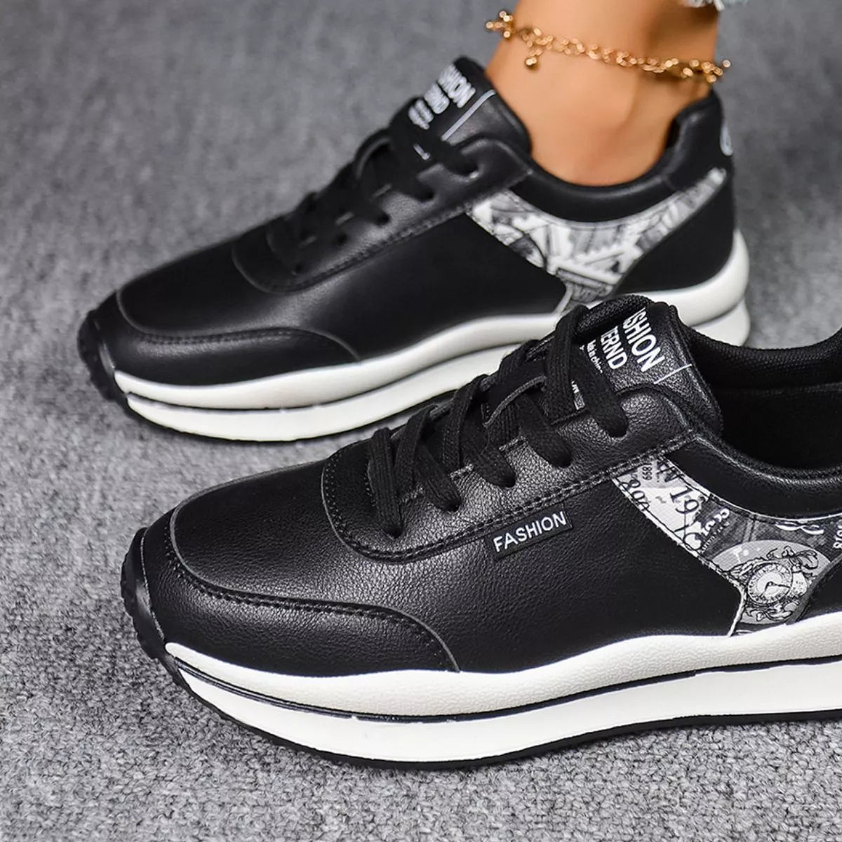 Round Toe Lace Up Sneakers - Lilixa.store